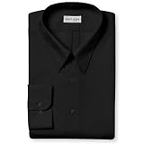 Van Heusen Men's Long Sleeve Wrinkle Free Fitted Poplin Solid Shirt, Black, 15 - 32/33