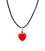 Necklace - N154 - Murano Style Glass - Heart Shape (Sm) ~ Red on Black Flock Cord