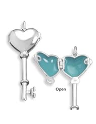 Rhodium Plated Locket Key Pendant
