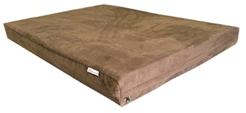 eConsumersUSA 40''x35''x4 Chocolate Brown Anti Slip Washable Microfiber Suede Waterproof Therapeutic Orthopedic 100% Solid True Dense Memory Foam Pad Pet Dog Bed Crate Free 2nd External Cover