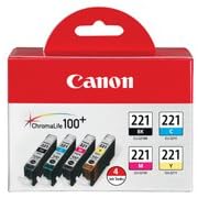 Canon 2946B004 CLI-221 4 Color Value Pack (Black Cyan Magenta Yellow) by Canon