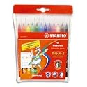 Stabilo - Pochette souple de 12 feutres STABILO Trio A-Z - Lavable, pointe bloquée, ergonomique pour enfant de 3 ans et plus.