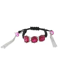 Betsey Johnson "Iconic Stone" Fuchsia Gem Pulley Bracelet, 9.5"