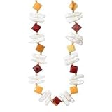 14k Gold, Multi-Color Mookaite & Biwa Pearl Necklace- 17 IN