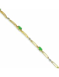 1.4 Carat 14K Gold Diamond and Emerald Bracelet