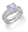 Rhodium Plated Ring With Square Lavender Cz and Double Cz Band Size Available 7,8,9,10