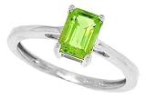 1.00ct Emerald Cut Peridot Ring in 14Kt White Gold