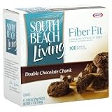 South Beach Living Fiber Fit Double Chocolate Chunk Cookies Dipped in Dark Chocolate 6 Servings Per Box (2 Pack)
