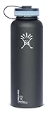 Hydro Flask 40-Ounce Insulated Wide Mouth Stainless Steel Drinking Bottle (Black)