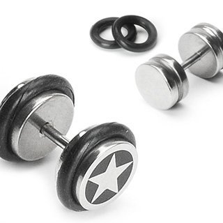 Body AccentzÂ® Earrings Rings Fake Cheater Star Plug 16 gauge pair HO180