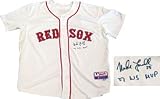 Mike Lowell 07 WS MVP" Autographed / Signed Boston Red Sox White Practice Jersey"