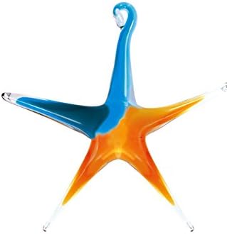Global Village Glass 5.5 Aqua Amber Star Ornament