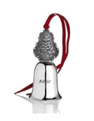 Home: Wallace Silver-Plated 2009 Christmas Rose Mini-Bell Ornament - 1st Edition - Wallace Silversmiths