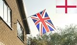 METAL FLAG POLE PLUS 2 FLAGS - FLY THE FLAG-ST.GEORGE + UNION FLAG Outdoor Living