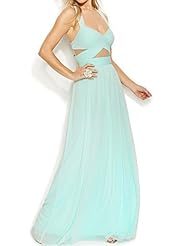 Polyester Sleeveless  Full Length Illusion Cutout  Ball Gown  Dress