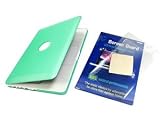 Cosmos Green Foggy rubberized hard case cover for Macbook White/regular A1342 13.3" inch+Free LCD/Screen Protector and Cosmos cable tie