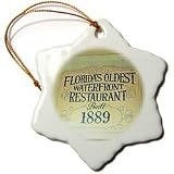 Soft Green and Yellow Old Sign - 3 Inch Snowflake Porcelain Ornament