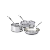 All-Clad 401599 Stainless Steel 3-Ply Bonded Dishwasher Safe 5-Piece Cookware Set, Silver