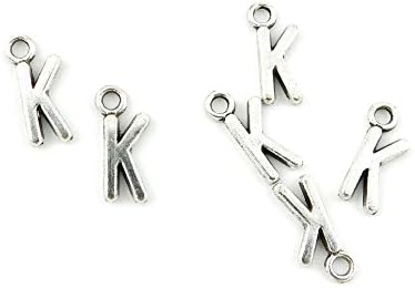 15 PCS Jewelry Making Charms Y4MM3N Alphabet K Antique Silver Tone Necklace Bracelet Repair Bulk Lots Pendant Findings