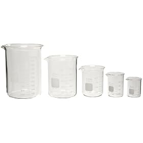 Pyrex Brand 1000 Griffin Low-Form Beakers; Starter set, one each of 50 mL, 100 mL, 250 mL, 600 mL,