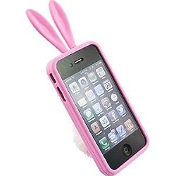 Bunny Skin Case With Furry Tail for Apple iPhone 4 & 4S, Pink