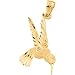14K Yellow Gold Hummingbird Pendant