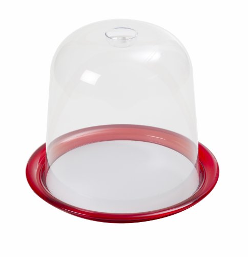 KDG International Omada Globo Panettone Tray with Dome, 13-Inch, Red Ruby