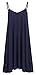 Women Casual Spaghetti Strap Beach Loose Halter Tank Cover Up Sleep Dress Navy M