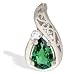 14K White Gold Pear Created Emerald and Diamond Pendant