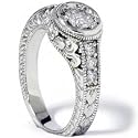 .70CT 14k White Gold Hand Engraved Round Diamond Vintage Antiqleue Like Womens Engagement Ring Size 6.5 Resizable Color (G/H) Clarity (I1)