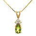 Diamond(.04ct) & Oval Peridot(.42ct) Pendant on Chain