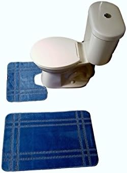 2 Piece Twist Bathmat Washroom Mat Set Egyptian Comfort Plus Bathroom Carpet set (blue)