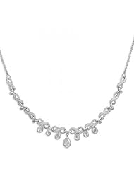 MMA Silver - 16 inch+2 inchExtension Necklace with CZ Figure 8 Design and 7 CZ Drops