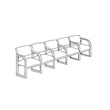 IMAGE OF Contour Series 5 Seat Sofa with Center Arms (open back) Finish: Black, Material: Kilkenny Tweed Brite Light Vinyl