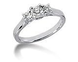 0.55CTW Trellis Three Stone Diamond Ring in 18k White Gold