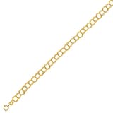 14K Yellow Gold Triple Link Charm Bracelet - 7 inches