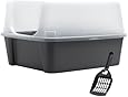IRIS Open Top Litter Box with Shield and Scoop, Tornado Gray