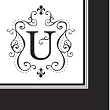 Monogram Black & White Cocktail Napkins - U Monogram Black & White Cocktail Napkins - U