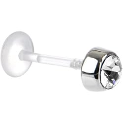 16 Gauge 3/8 Clear Cz Bioplast Tragus Labret Monroe