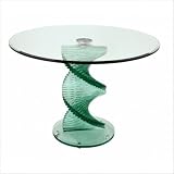 Clear Glass Dining Table with Spiral Base