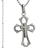 Cut Out Stainless Steel Cross Pendant on 22 Bead Chain