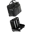 17" Leather Detachable Laptop Case on Wheels - Black