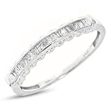 1/4 Carat T.W. Baguette Cut Diamond Women's Wedding Ring 14K White Gold Wedding Ring - Free Gift Box -