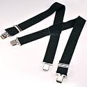 MENS PLAIN BLACK CLIP ON BRACES 50MM 2" WIDE SUSPENDERS FOR WORK SPORT FISHING