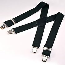 MENS PLAIN BLACK CLIP ON BRACES 50MM 2" WIDE SUSPENDERS FOR WORK SPORT FISHING