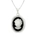 Sterling Silver White and Black Stone Lady Cameo Pendant