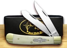 GERMAN BULL White Smooth Bone Trapper Pocket Knife Knives