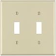 Leviton 86009 2-Gang Toggle Device Switch Wallplate, Standard Size, Thermoset, Device Mount, Ivory