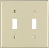 Leviton 86009 2-Gang Toggle Device Switch Wallplate, Standard Size, Thermoset, Device Mount, Ivory