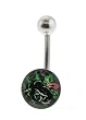 Genuine Ed Hardy Stainless Steel Belly Ring - Black Rose Logo in 10mm - 14 Gauge - 5mm Ball - Sold Individually
